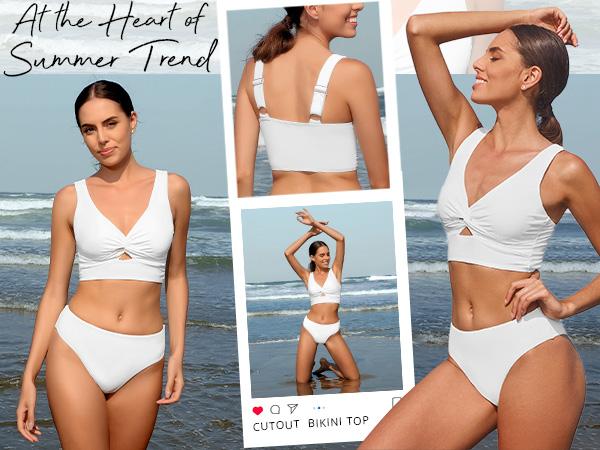 GRAPENT Bikini Tops for Women Cropped StrapCore Tankini Tops Beach Padded Knot Twist Cut Out Adjustable Swimwear Top Only Swimsuit SpringStatements GRAPENT Bikini Tops for Women Cropped StrapCore Tankini Tops Beach Padded Knot Twist Cut Out Adjustable Swimwear Top Only Swimsuit SpringStatements