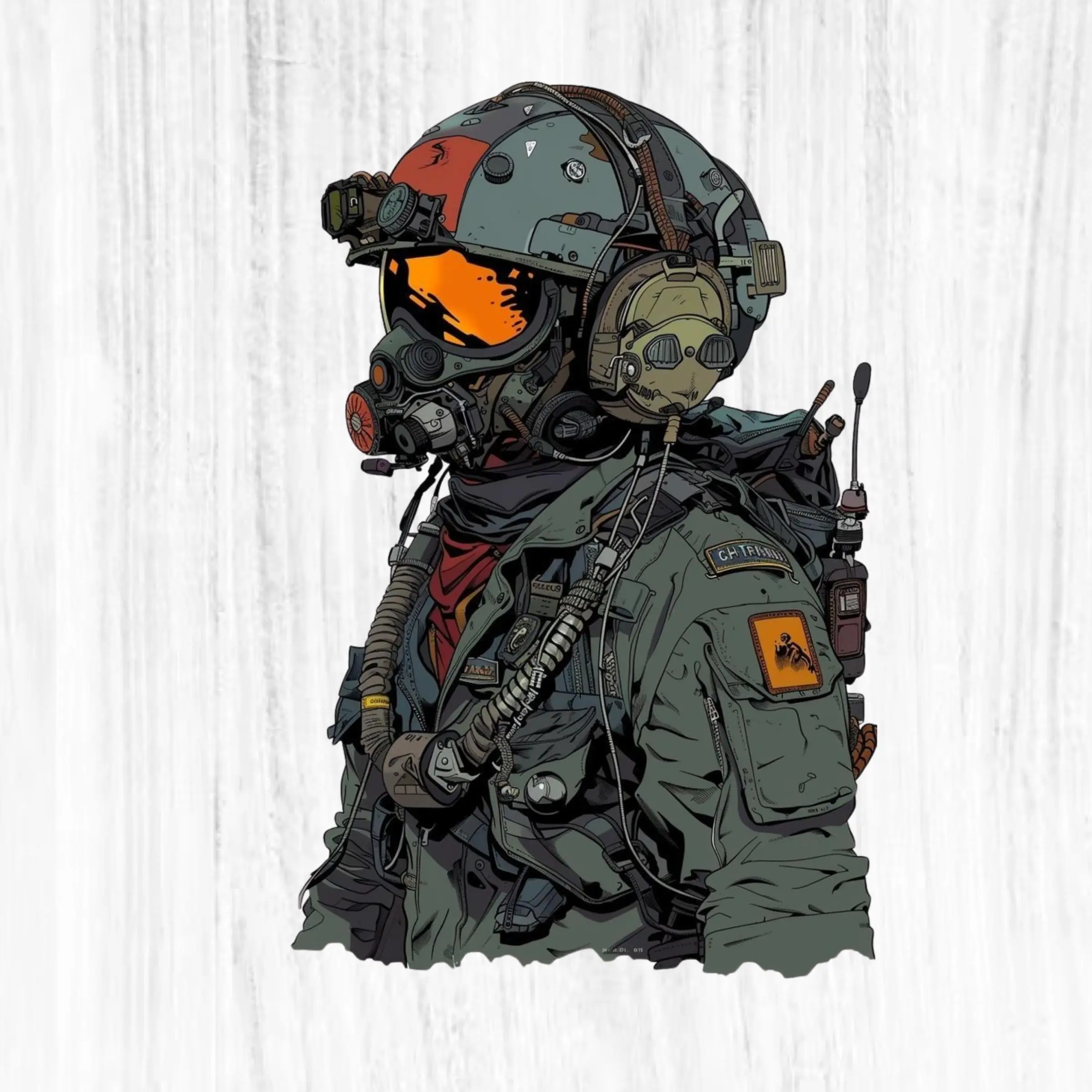 Tactical Pilot Helmet Vinyl Sticker, Military Aviation Gear Decal, Fighter Jet Pilot Aesthetic Laptop Car Water Bottle Sticker Vinyl Decal Vinyl Decal