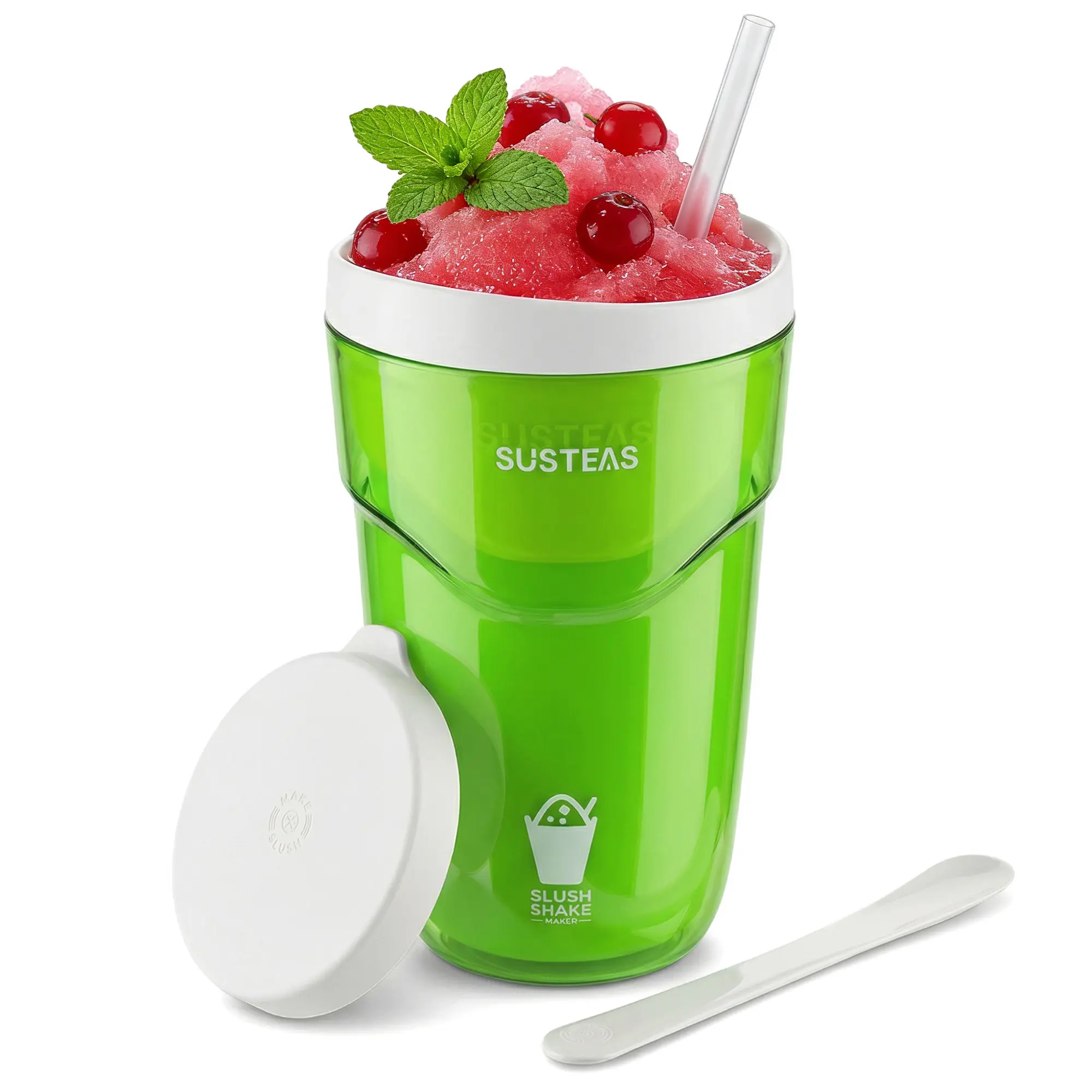 SUSTEAS Magic Slush Maker Cup - Insulated Thermal Water Bottle with Lid, Mash Spoon & Straw, Make Slushies in 15min for Cocktails & Healthy Treats, Summer Essential Kitchen Drinkware