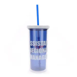 The Office Dunder Mifflin Plastic Carnival Cup With Straw | Hold 20 Ounces