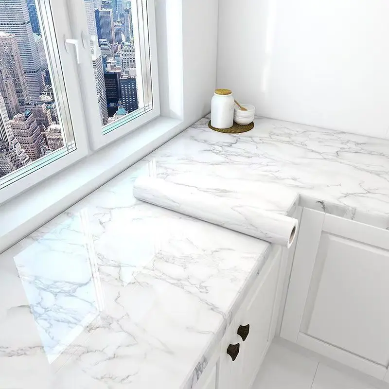 Premium Smooth Marble Peel-Stick Wallpaper, Waterproof Self-Adhesive Contact Paper with Peel-Stick Ease, Easy Clean Spills, Spill-Safe Backsplash for Countertops, Bathroom Vanity Makeover