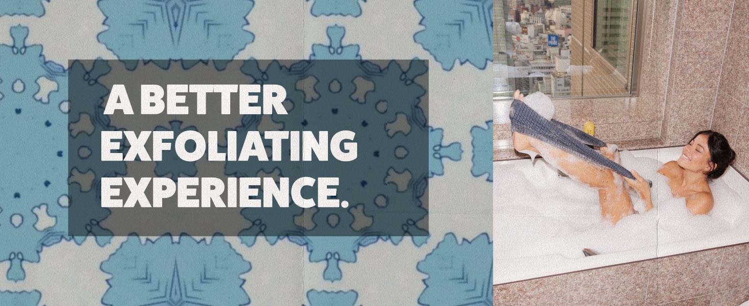 GOSHI Exfoliating Shower Bath Towel - Rip-Resistant Personal Exfoliating Washcloth, Cleaning, Scrubber for All Skin Types - Made in Japan