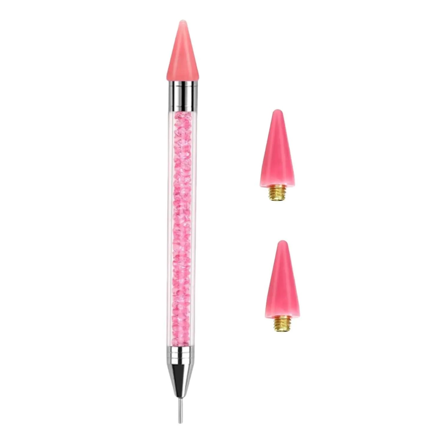 2 Pcs Rhinestone Picker Tool with 2 Extra Wax Tips, Dual-Ended DIY Manicure Nail Art Decoration Kit for Rhinestones and Gemstones, Crystals, Nail Kit Set, Nail Decoration Kits