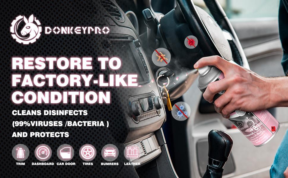 DONKEYPRO Car stuff Waterless Spray WaxInterior Care Cleaner 15OZ  Detailer for Car Interiors&Exteriors with Hygienic Protection Car cleaning spray car cleaning kit