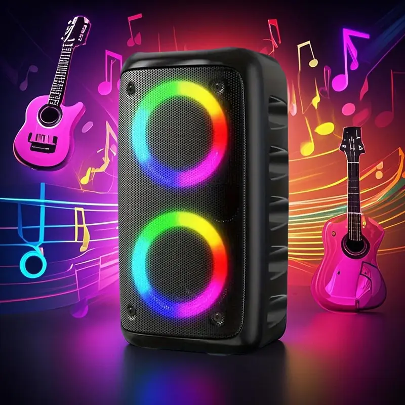 Compact Wireless Karaoke Speaker with Microphone, 3m Cable, Stereo Subwoofer, Wired Connectivity, TWS-TF-AUX-MIC Interfaces, Charging Function, Home Cinema Compatibility for Multi-Device Link (Bluetooth Speaker Option)