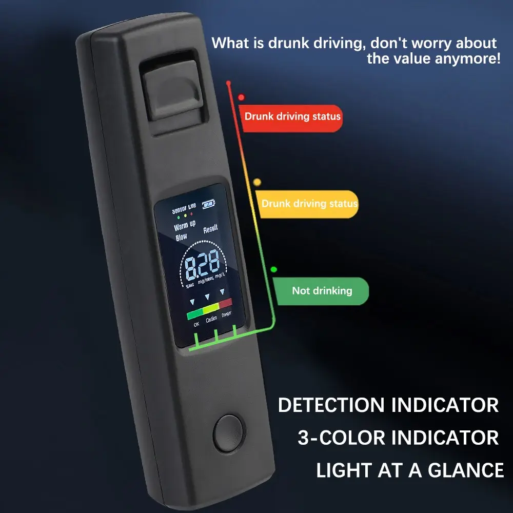 Alcotester Non-Contact Breath Tester Alcohol TesterDigital LCD Display Breathalyzer Portable Alcohol DetectorType-C Charging Power Interface Preheating Mode Bac