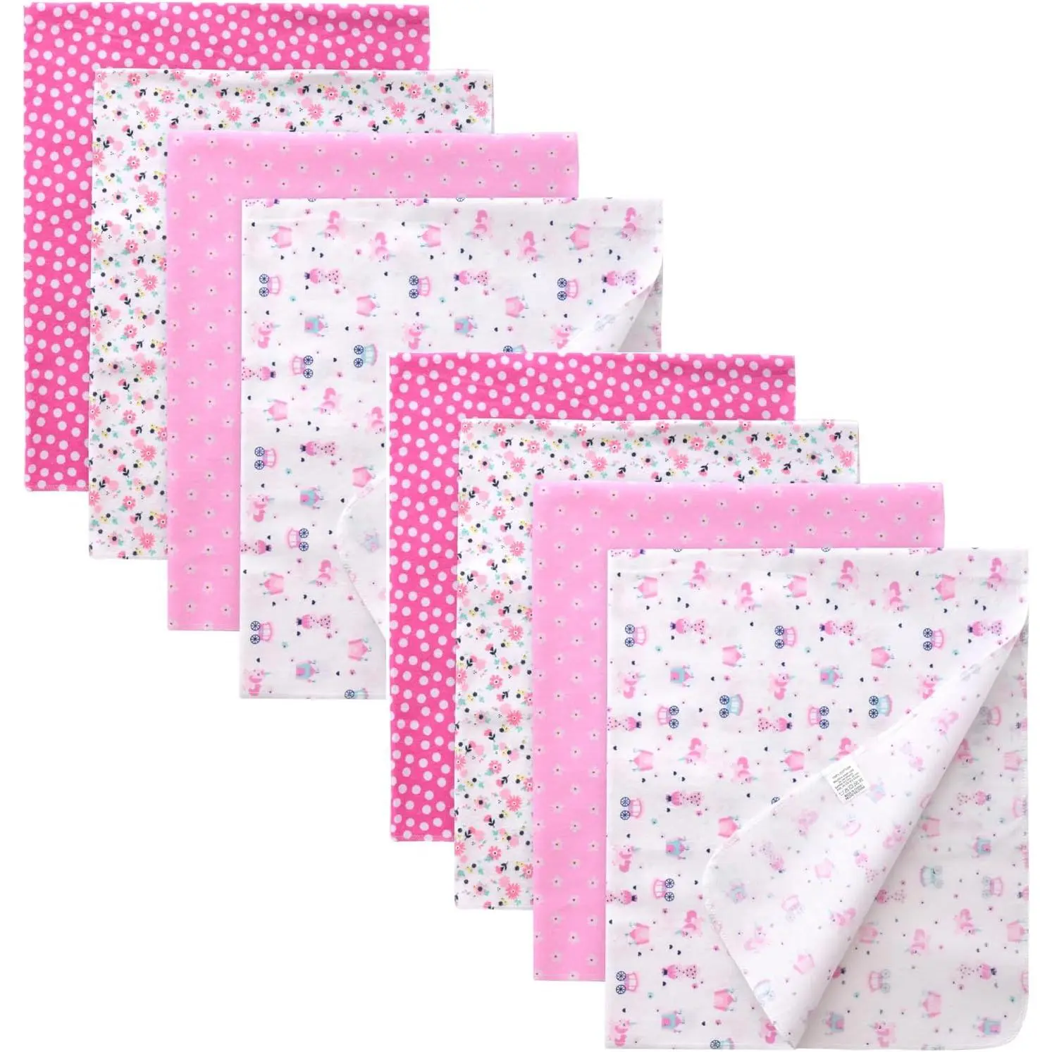 Cotton Flannel Receiving Blankets  8 count,  Swaddle Blankets,  Flannel Blanket 30 X 30 Inch for Boy Girl (Style-13)