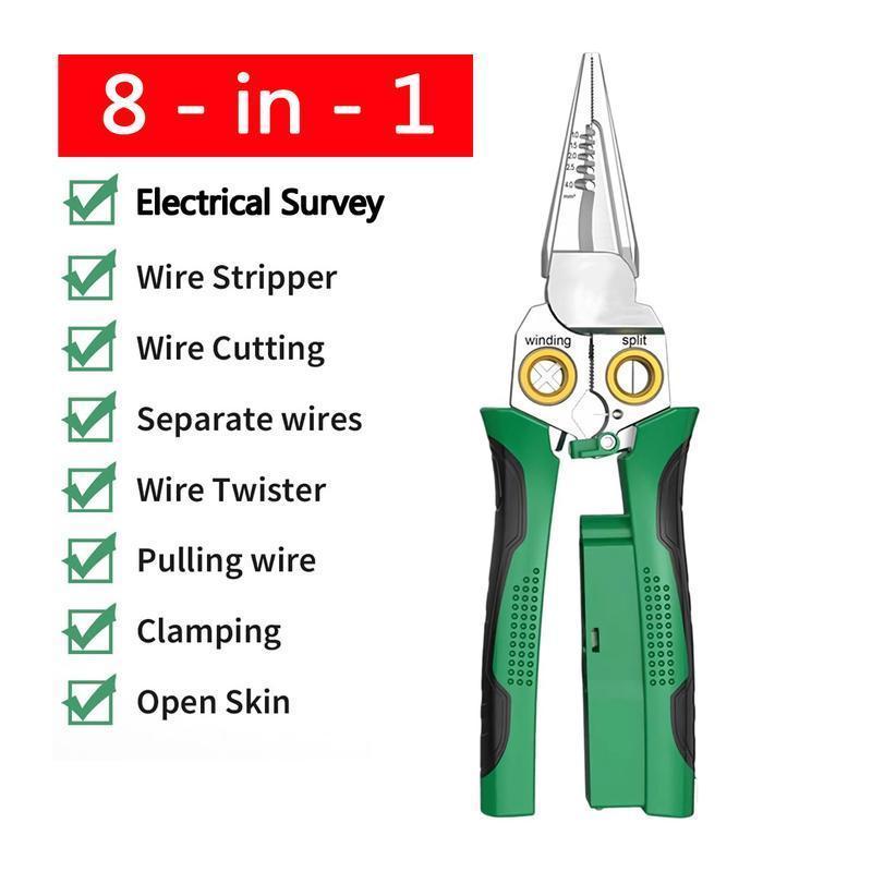 Fathersdaygift 8-in-1 Wire Stripper for Electrician: Needle Nose Pliers with Voltage Tester & Dual Alarms - Electrical Pliers for Cutting Wires, Pulling Wires and Crimp Wires multi-function plier Fathers Day Gifts Fathersdaygift 8-in-1 Wire Stripper for Electrician: Needle Nose Pliers with Voltage Tester & Dual Alarms - Electrical Pliers for Cutting Wires, Pulling Wires and Crimp Wires multi-function plier Fathers Day Gifts