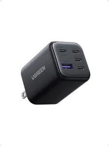 UGREEN 5-Port 45W USB C Charger, GaN Compact iPhone Charger Fast Charging, Type C Power Adapter for iPhone 17/16/15 Series, Samsung Galaxy S25/24/23, iPad, Matt Black