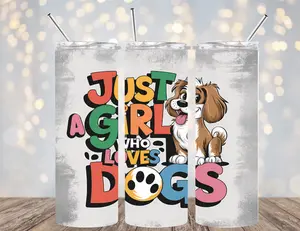 20 OZ JUST A GIRL WHO LOVES...... INSULATED SKINNY TUMBLER W/ STRAW