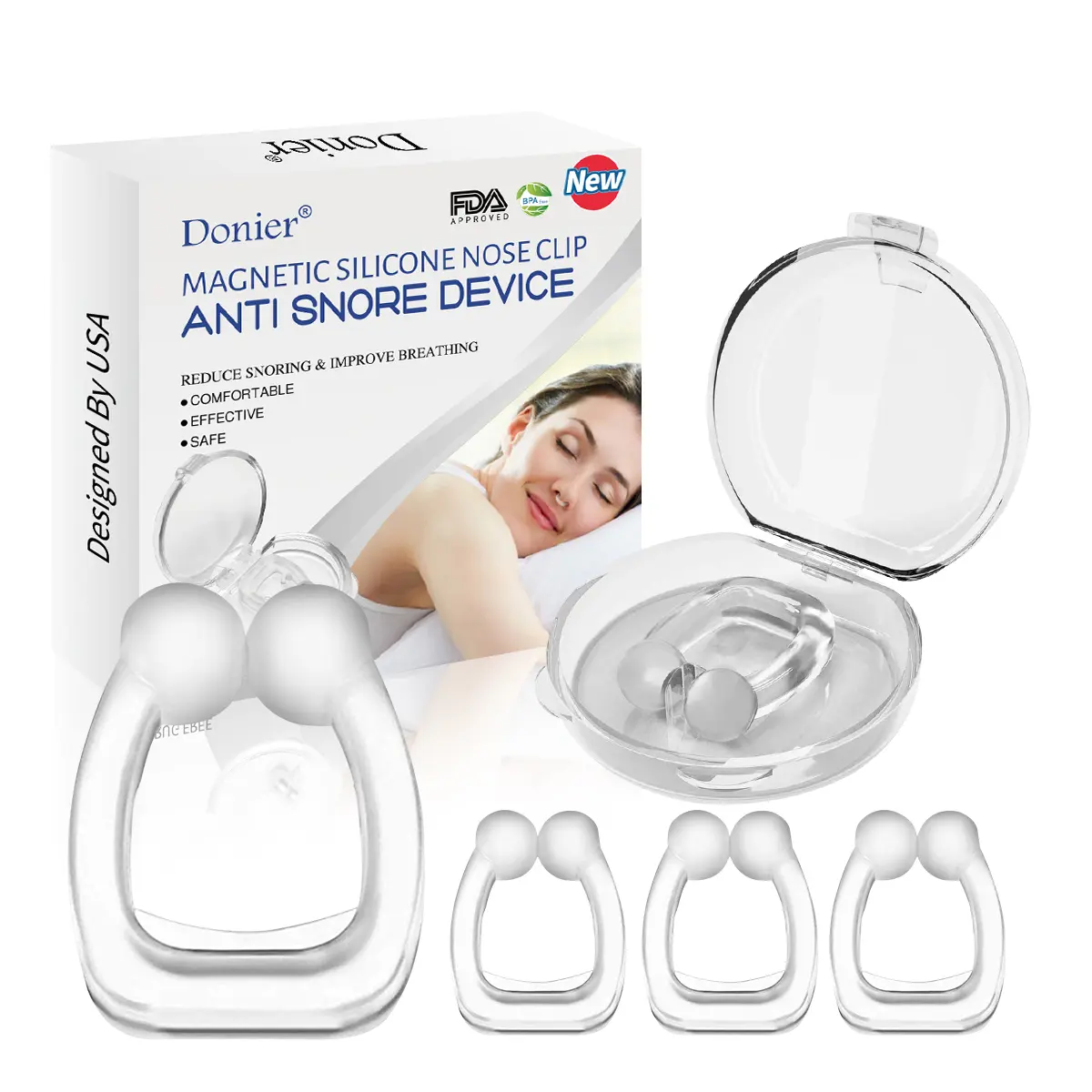 4 Packs Silicone Magnetic Anti Snore Clips, 2026 Upgrade Stop Snoring Nose Device Snore Stopper, Effective Snoring Solution Nasal Dilator Professional Sleep Aid Relieve Snore for Men Women[USA Design]