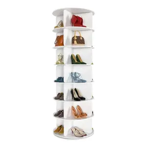 360° Rotating 7-Tiers Organizer Shoe Rack,  Spinning and Revolving Round Shoe Rack, for Entryway Living Room Hallway Footwear Organization,Fits 24-28 Pairs of Shoes