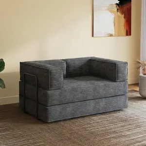 WLIVE Futon Sofa Bed, Convertible Sleeper Sofa, Folding Pull Out Couch Boneless Mattress with Fixed Frame, Corduroy, with Storage Pocket