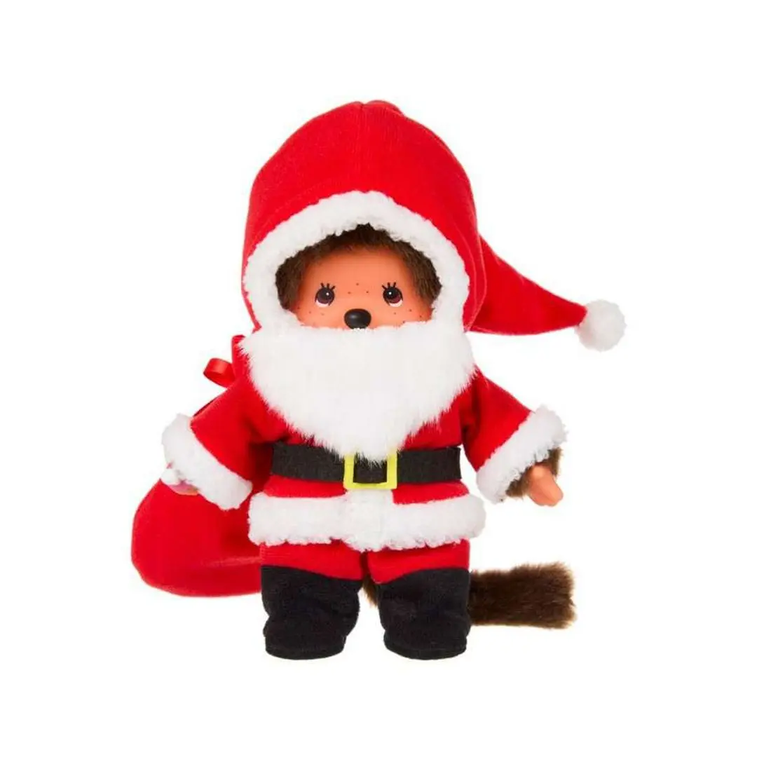 Monchhichi Boy Santa Claus Plush Toy - Cute Stuffed Animal, Cuddly Soft Toy for Gifting