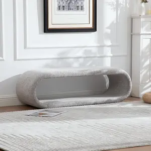52.17" Wide Chenille Upholstered Bench for Bedroom End of Bed Modern Shoe Bench for Entryway Iron Frame Dining Room Living Room Bedroom Versatile Storage Solution