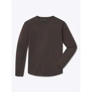 Cuts | Men's AO Fitted Long Sleeve Crew Neck T-Shirt with Curve Hem | Polyester Cotton Blend | Anti-Pilling Wrinkle Resistant