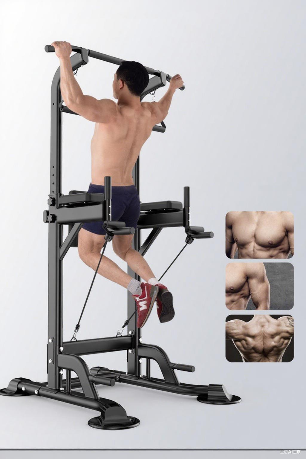 Power Tower Pull Up Bar Dip Station for Home Gym Adjustable Height Strength Training Workout Equipment dealsforyoudays Exercise Machine