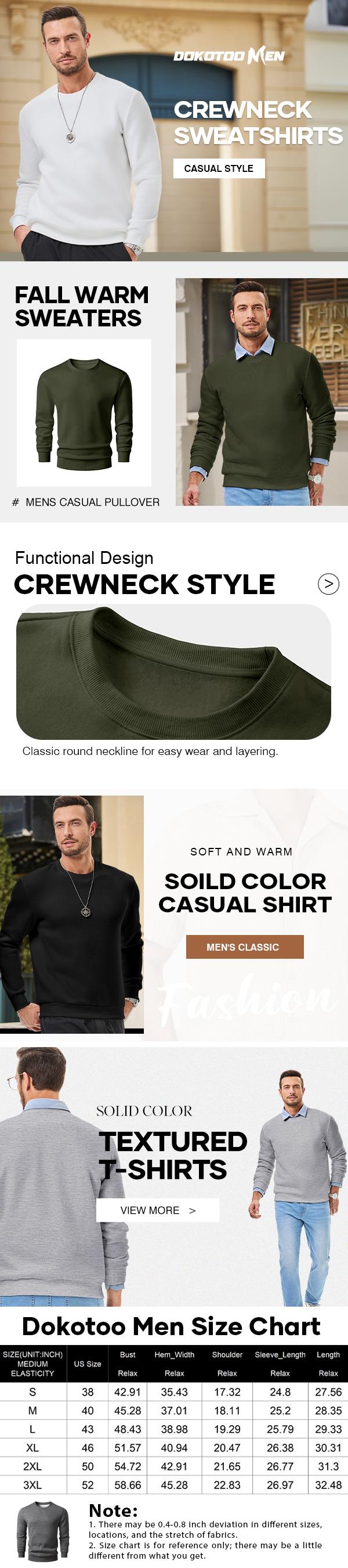 Dokotoo Men Classic Men's Crewneck Sweatshirts Solid Color Fleece Warm Pullover Long Sleeve Casual Tops for Everyday Comfort & Style Dokotoo Men Classic Men's Crewneck Sweatshirts Solid Color Fleece Warm Pullover Long Sleeve Casual Tops for Everyday Comfort & Style