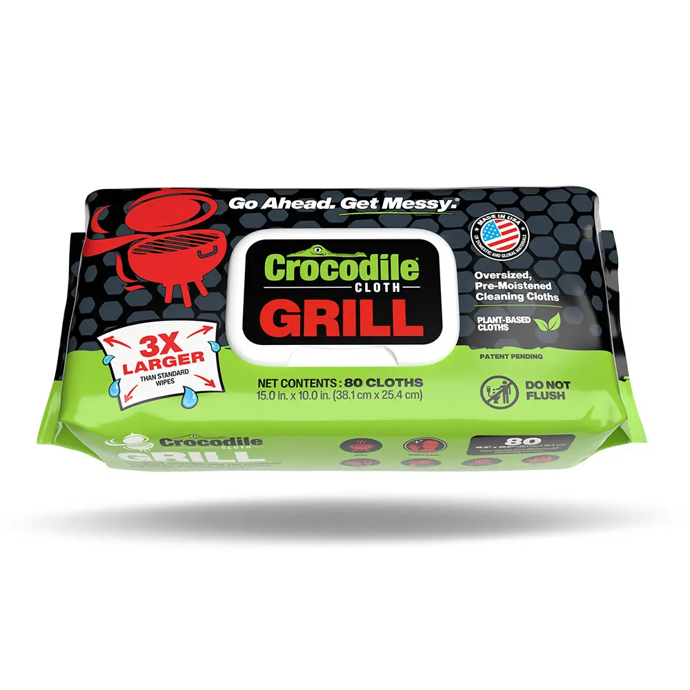 Crocodile Cloth Grill Cleaning Wipes (80-Count) Heavy Duty Grill & Smoker Degreasing Wipes