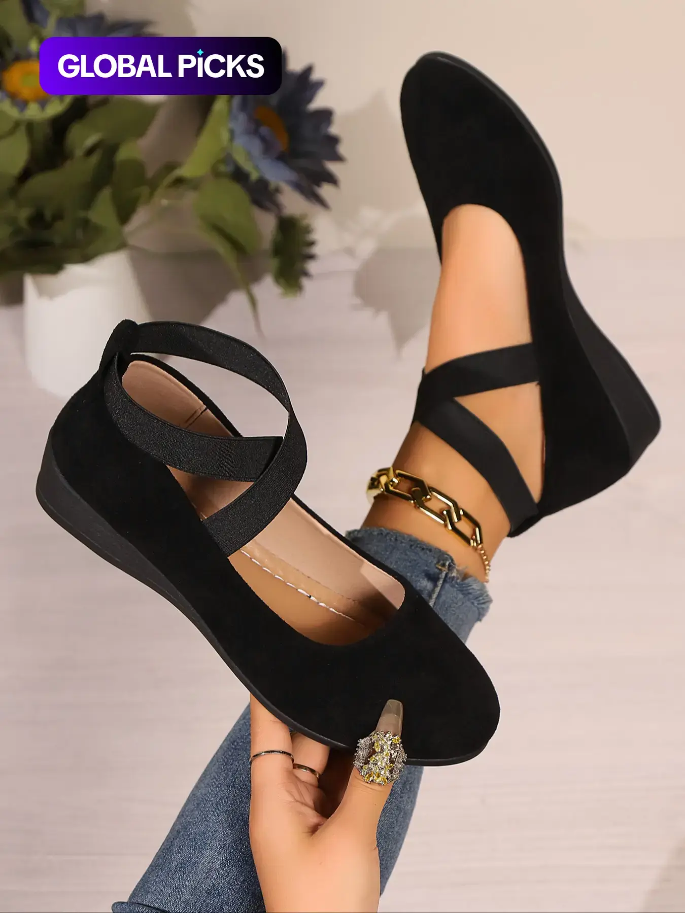 Soft Wedge Heeled Shoes for Women, Fashionable Wedge Shoes, Stylish Fashion Elegant Classy Closed-Toe Design in Faux Suede, Comfort Style for Day or Night Wear, Footwear, Wedged Heels