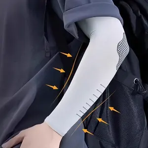 Men's Ice Silk Sun Protection Sleeves UV Protection Loose Cooling Arm Sleeves for Summer Outdoor Sports Cycling