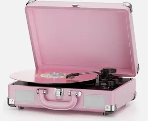 Vinyl Record Player 3 Speed Bluetooth Suitcase Portable Belt-Driven Turntable with Hi-Fi Stereo Speakers & Auto-Stop Function