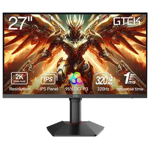 GTek 27 inch 320Hz 300Hz Gaming Monitor, Frameless 2K QHD 2560X1440P Fast IPS Computer Monitor, 1ms MPRT, FreeSync, 95% DCI-P3, HDR 400,DisplayPort/HDMI, Height Adjustable- Q2732P