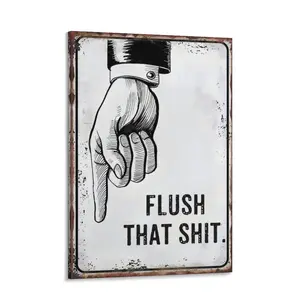 Funny Bathroom Signs Flush That Toilet Washroom Decor Funny Bathroom Toilet Quotes Canvas Poster for Office Home Dormitory School Any Public Space