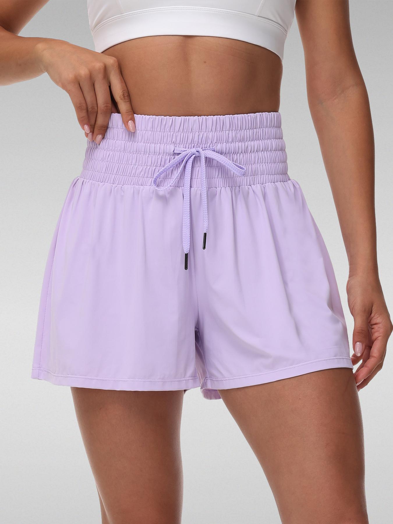 High-Waisted 2-in-1 Flowy Athletic Shorts For Women Gym Workout Running Lounge Pants With Pocket Tennis Golf Shorts Elastic Drawstring Cute Clothes Summer Outfits  Sportswear Hiking Exercise Cycling Outdoor Nylon