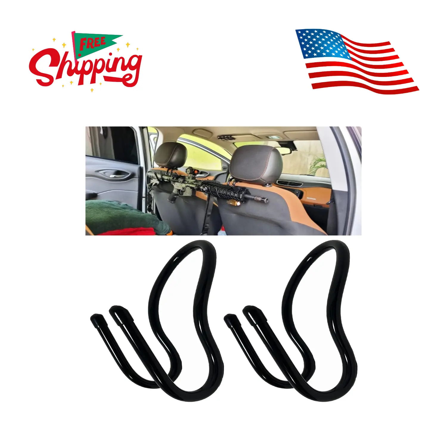 2 Pack Seat Back Gun Rack Holder for Truck, Car - No Rifles Included