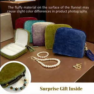 Travel Jewelry Organizer Case with Zipper, Portable Velvet Jewelry Pouch with 5 Compartments for Rings, Necklaces, Bracelets & Earrings, Compact Jewelry Storage Bag for Travel, Purse & Luggage, Gift for Women, Travel Essentials 2026 Satin