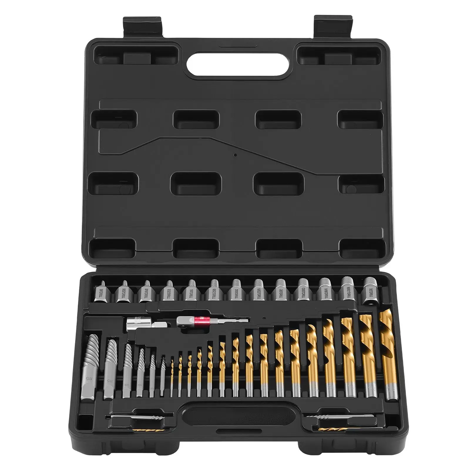 【Summerfinds】VEVOR 41-Piece Cr-Mo Steel Drill Tool Set, 18 Laser Etched Drill Bits, Adapters & Solid Storage Case - Work Tools for Mechanics, Easy to Identify & Store, Extracts Stuck Fasteners, Removing Damaged Screws/Bolts