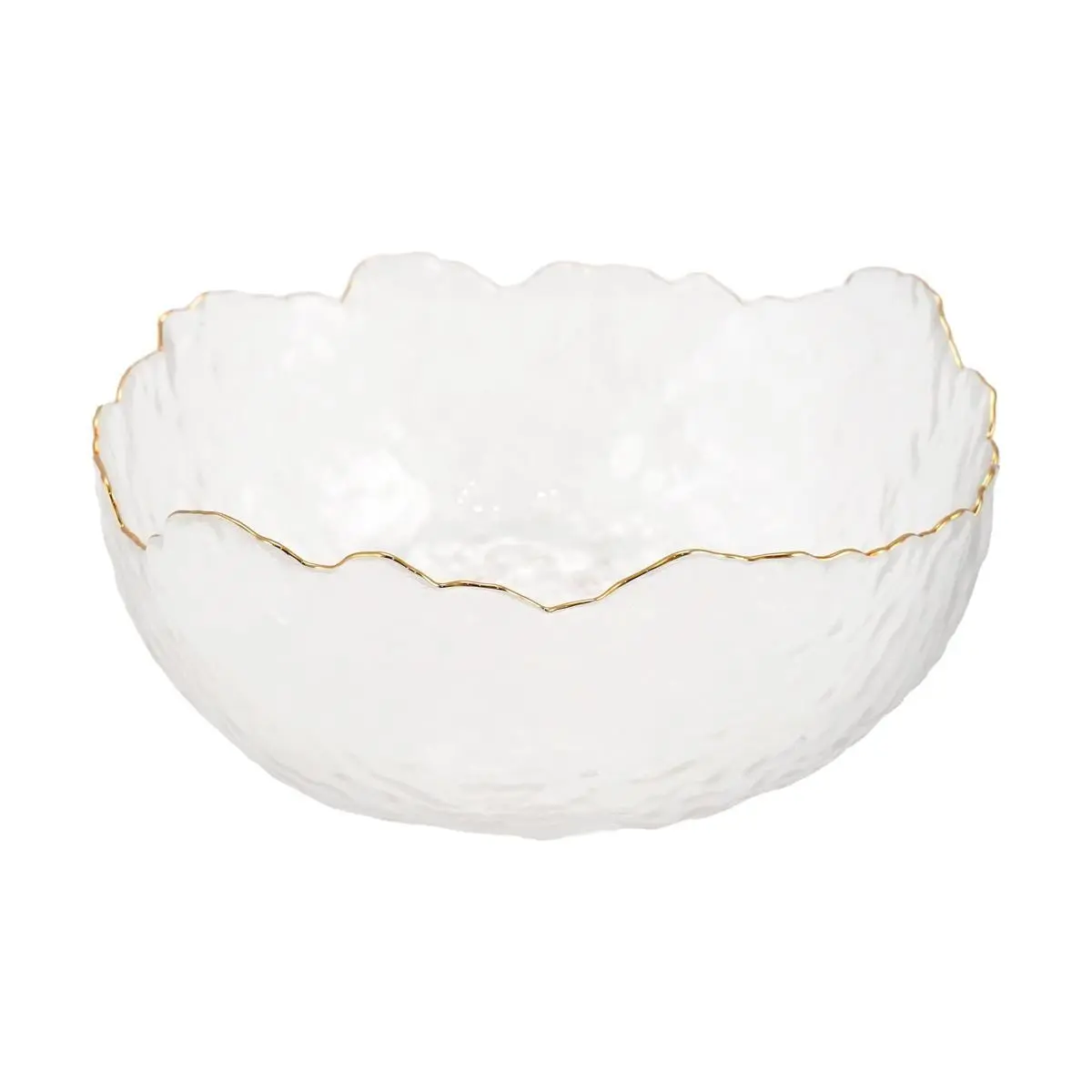 KAWASIMAYA 1500ml Medium Gold Rimmed Glass Bowl - Transparent Salad & Fruit Serving Dish KAWASIMAYA 1500ml Medium Gold Rimmed Glass Bowl - Transparent Salad & Fruit Serving Dish