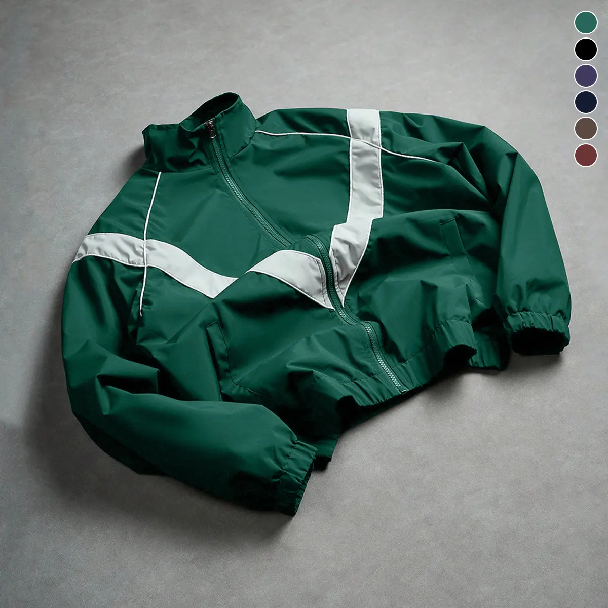 Men's Casual Stand Collar Jacket Features contrasting color trim detailing Windproof and abrasion-resistant surface Ideal for cycling, streetwear, and everyday casual wear Perfect layering piece for outerwear Streetwear apparel Coats Long Sleeve Menswear