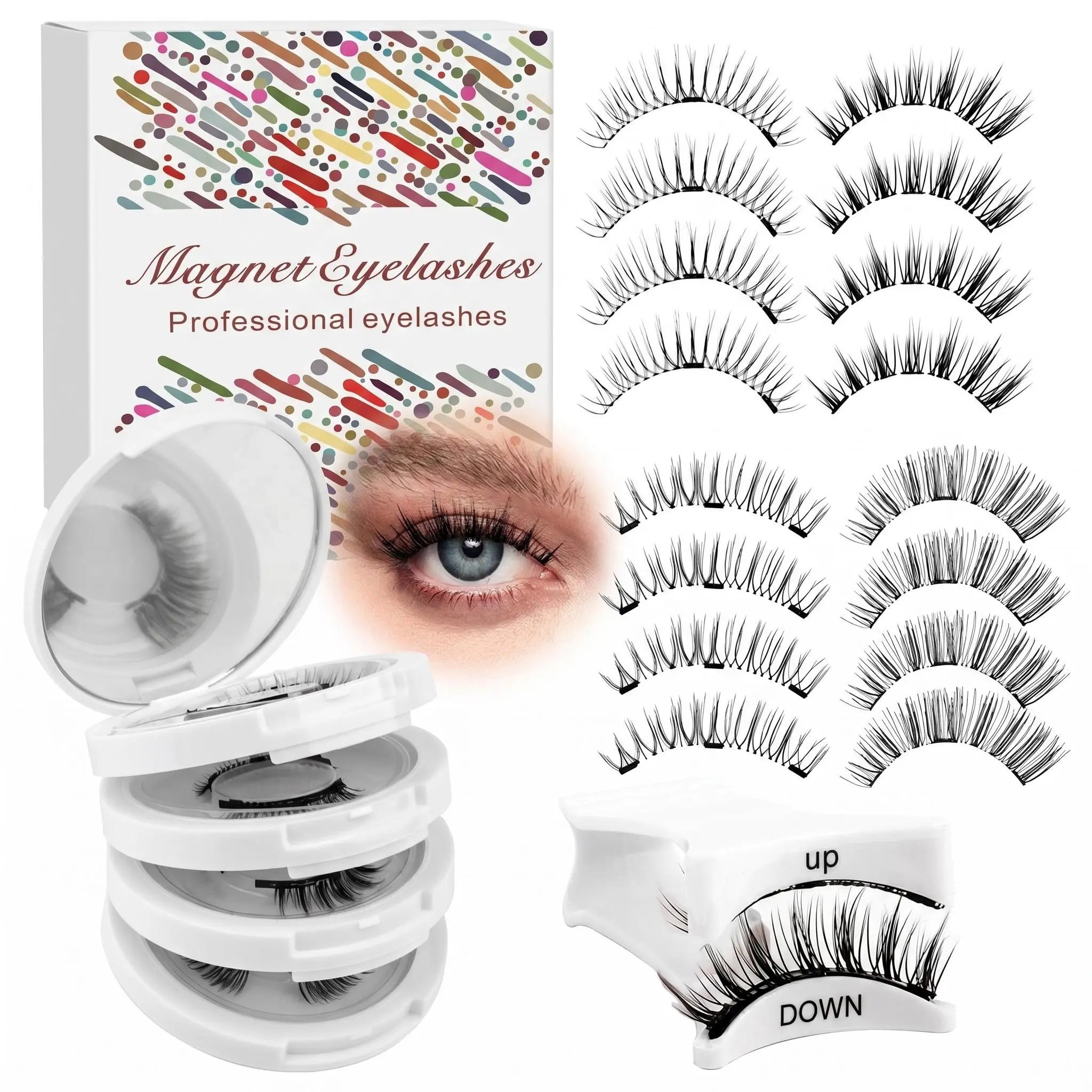Magnetic Eyelashes with Applicator Natural Look Magnetic Lashes Reusable 4 Pairs False Eyelashes Kit Easy to Wear and Remove (604+079+806+B7)