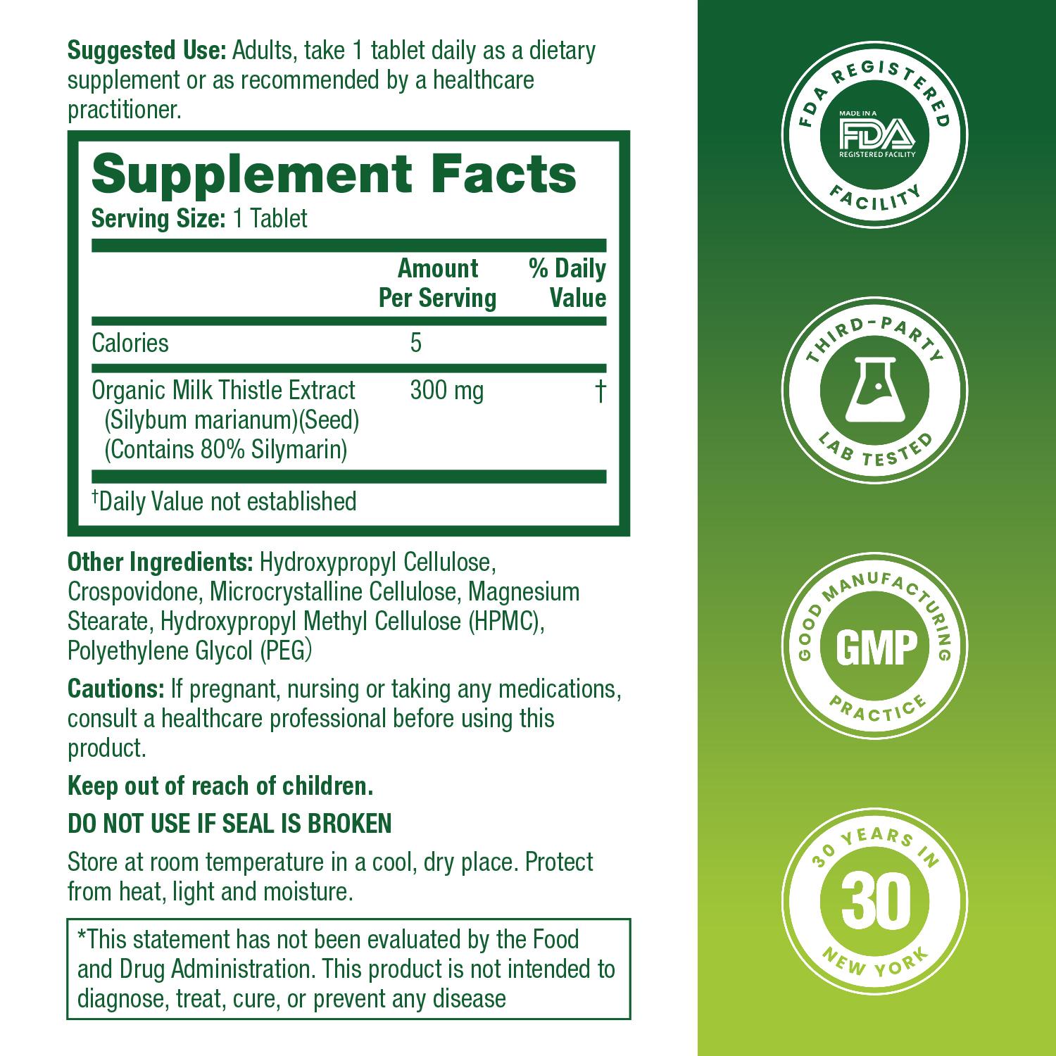 HealthA2Z Milk Thistle USDA Oranic Seed Extract 300 MG - Support Liver Health - Fast Dissolving & Fast Acting, 80% Silymarin, Potent 35:1 Extract (10,500 mg Strength)