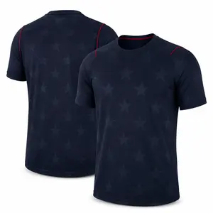 USA-Inspired Dark Navy Soccer Jersey – Men’s Short Sleeve Football Fan Shirt, Star Pattern Athletic Sports Top