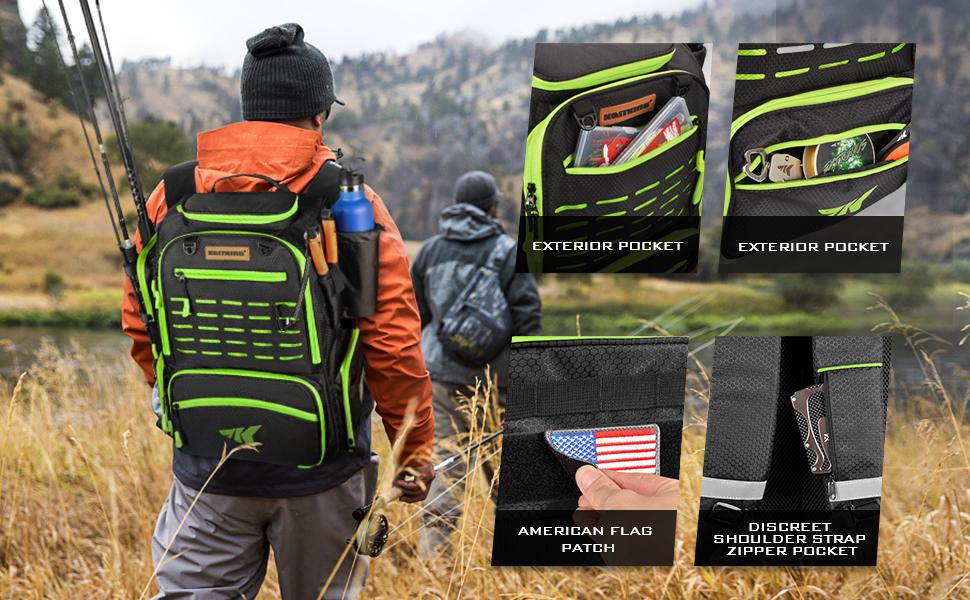 KastKing Bait Boss Fishing Tackle Backpack with Rod Holders, 4 Tackle Boxes, Waterproof Protective Rain Cover, 43L Large Storage Waterproof Tackle Boxes for Fishing, Camping, Hiking, Outdoor Sports