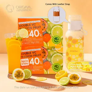 BOGO Quadruple VC Passion Fruit Cocktail Tea 2 Cartons (1carton 154g 22g×7packs)×2 Caffeine Free Lemon Kumquat Tea With Freeze Dried Lemon Passion Fruit And Kumquat