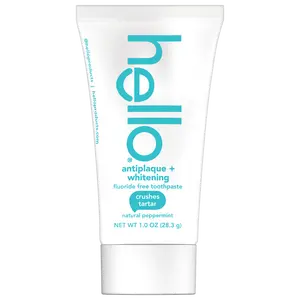 hello antiplaque + whitening fluoride free travel toothpaste