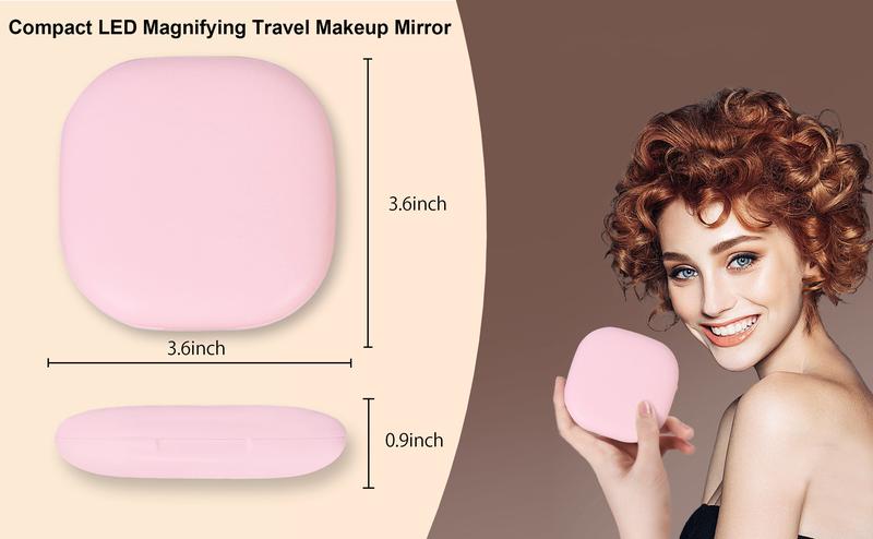 LED Compact Makeup Mirror, 4 Inches 1X/10XMagnification Travel Mirror with Light Dimmable DoubleSides Lighted USB Rechargeable Compact Mirror, TravelEssentials Magnifying, a great gift idea, perfect forgirls,Makeup touch-up products