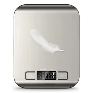 Food Scale, 11 lb Digital Kitchen Scales with Built-in Coin Battery, Weight Ounces and Grams for Cooking and Baking, 6 Units with Tare Function, LCD Display, 304 Stainless Steel