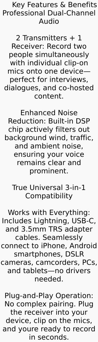 2-Package Wireless Collar Microphone, iPhone/Android/Camera, Mini Microphone Record Interview, Video Blog, YouTube, 3 in 1 Universal Live Shooting Radio Noise Reduction Collar Microphone