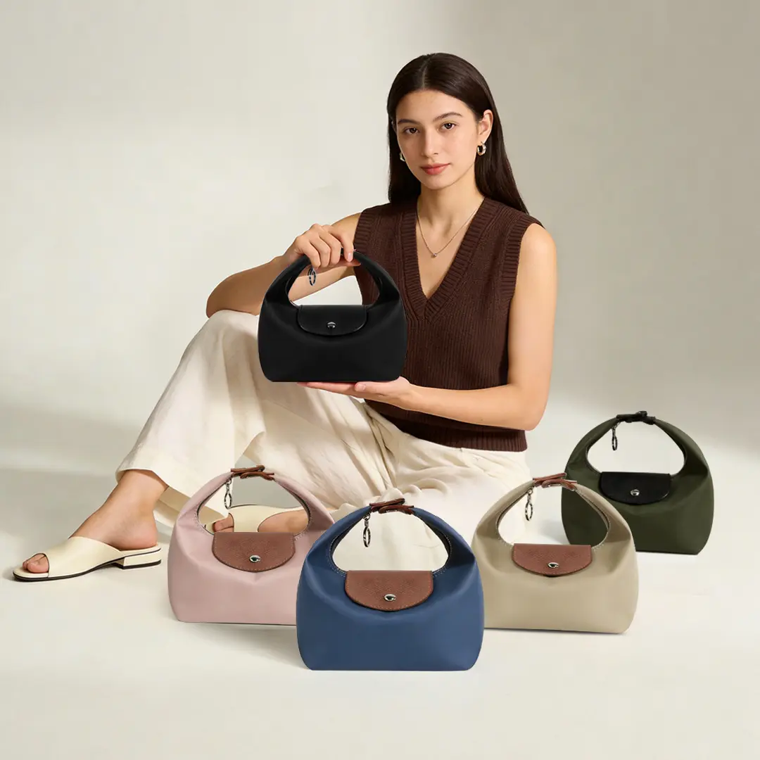 Crescent Purses for Women, Lightweight Nylon Everyday Bag with Adjustable Strap, Stylish Mini Satchel - Gifts for Women, Adjustable Strap Purse, Casual Shoulder Purse