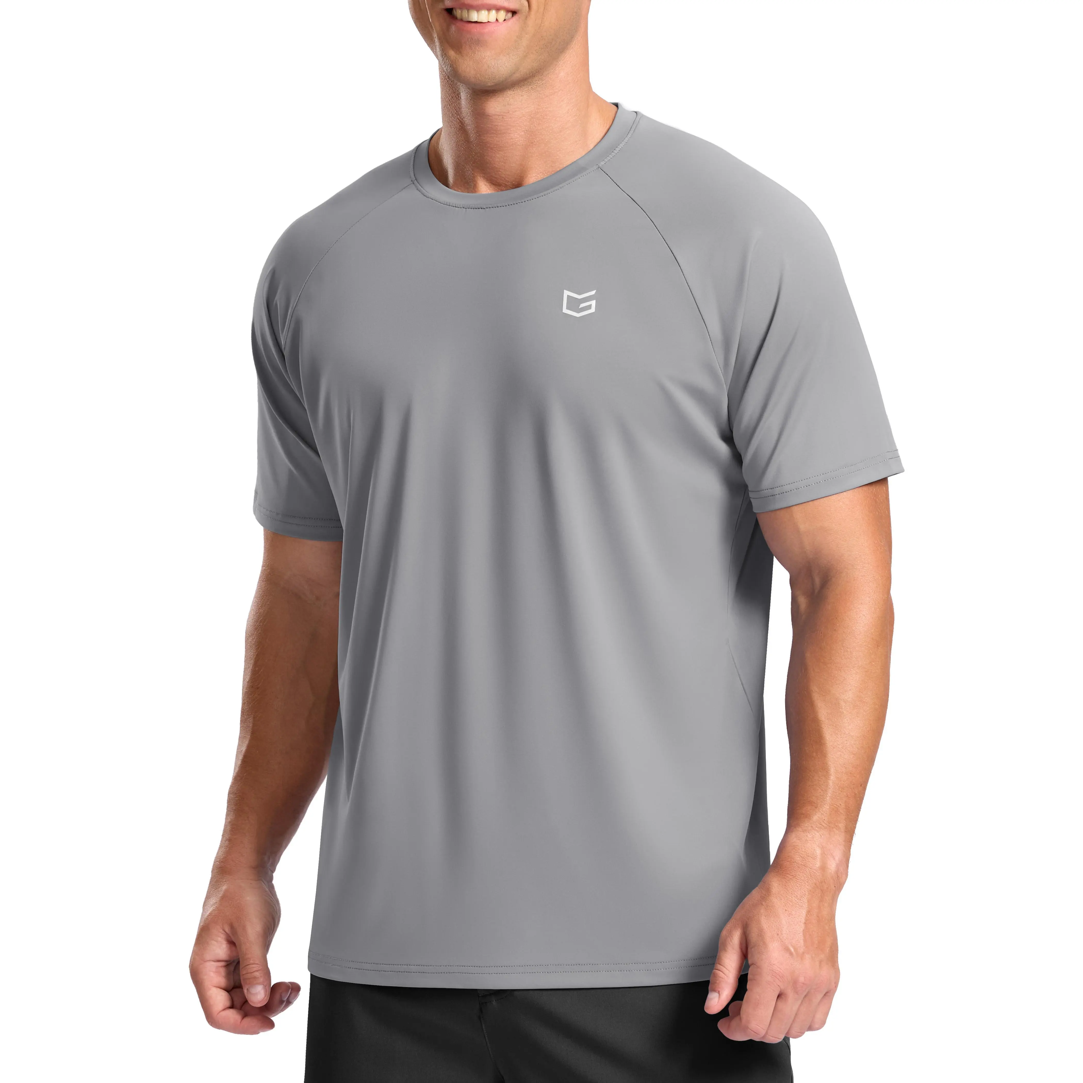 G GRADUAL Men's Short Sleeve Stretch Synthetic Athletic T-Shirt - UPF 50+ UV-Protective, Moisture Wicking, Quick Dry Fitness Shirt for Gym, Running, Tennis, Hiking, Synthetics, Athletic Performance Sports T-Shirt