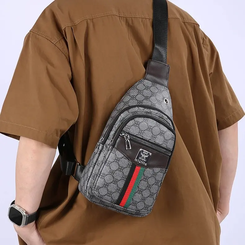 LI YUNZI Men's Retro PU Leather Crossbody Bag, Preppy Streetwear Messenger Sling Bag with Stylish Multi-Pocket Design, Vintage Style Shoulder Bag for Campus, Everyday Carry and Daily Use