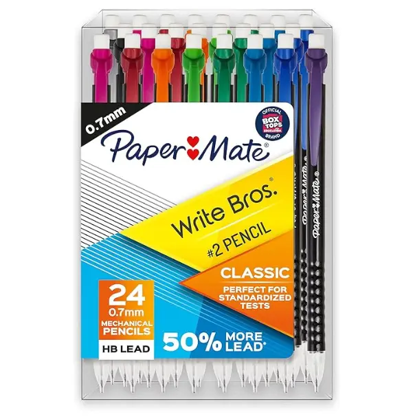 24 Pack No. 2 Mechanical Pencils, 0.7mm Medium Point with Erasers, Back to School Supplies for Students, Classroom & Testing
