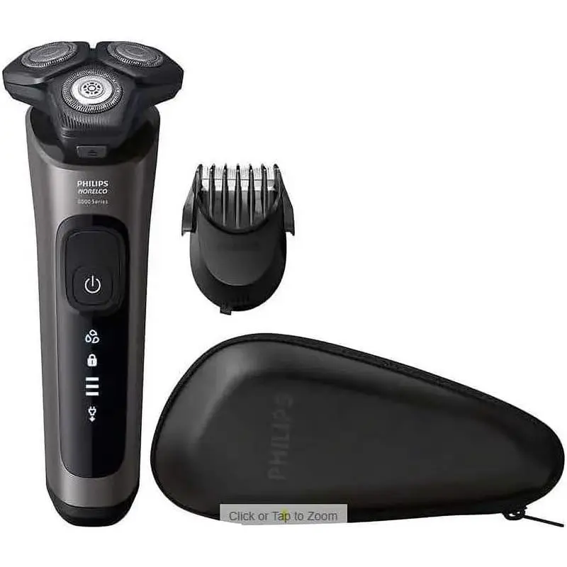 Philips Norelco Shaver 6600 Electric Shaver with SenseIQ Technology, Series 6000 Stainless Steel SkinProtect Blades, 360° Contour Heads, and Smart Hair Sensor, Batteries, Facial Hair, Rotary