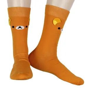Rilakkuma Men's Face Design with 3D Ears Adult Mid-Calf Crew Socks Shoe Sizes 8-12