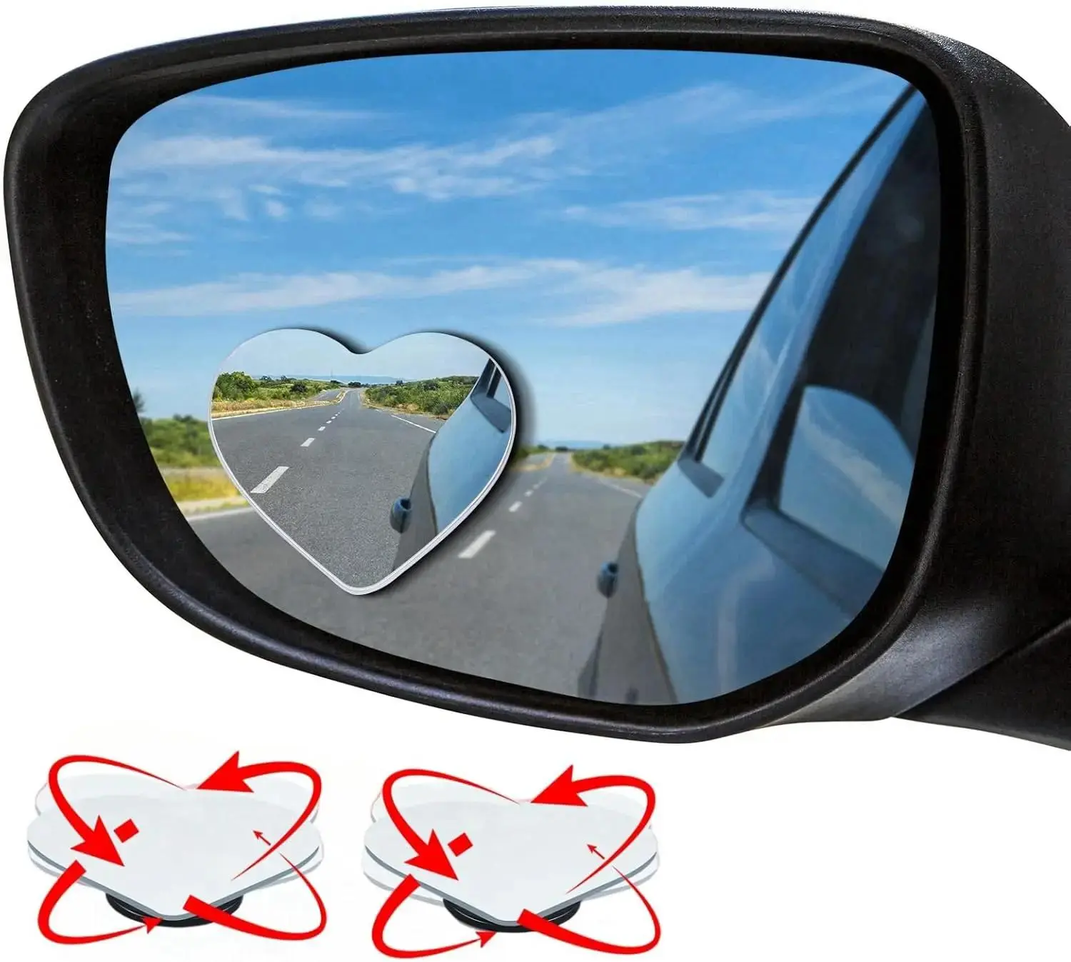 【Summer Survivals】JOYTUTUS 2026 2 Pack Heart-Shaped Blind Spot Mirror for Cars Wide Angle Side View Mirror Universal Fit Frameless Design 360-Degree View Modern Aesthetic